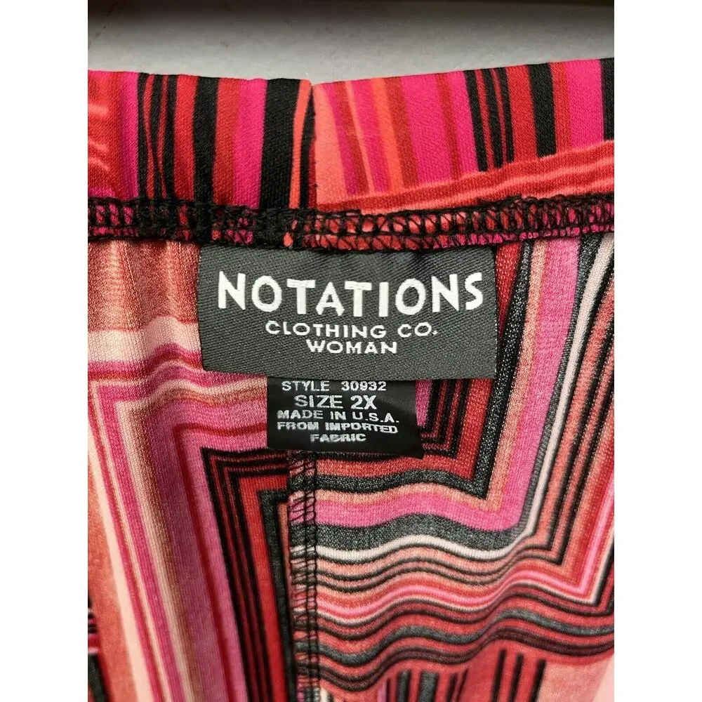 Notations Skirt Womens Plus Size‎ 2X Midi Stretch Y2K Pink/Black Geometric - Picture 5 of 5